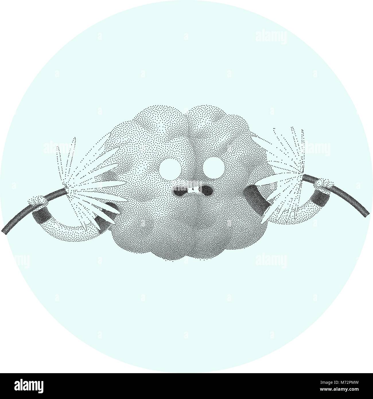 Shocked brain holding two sparking electrical cables dotted cartoon illustration - train your brain series. Part of the Brain collection. Stock Vector