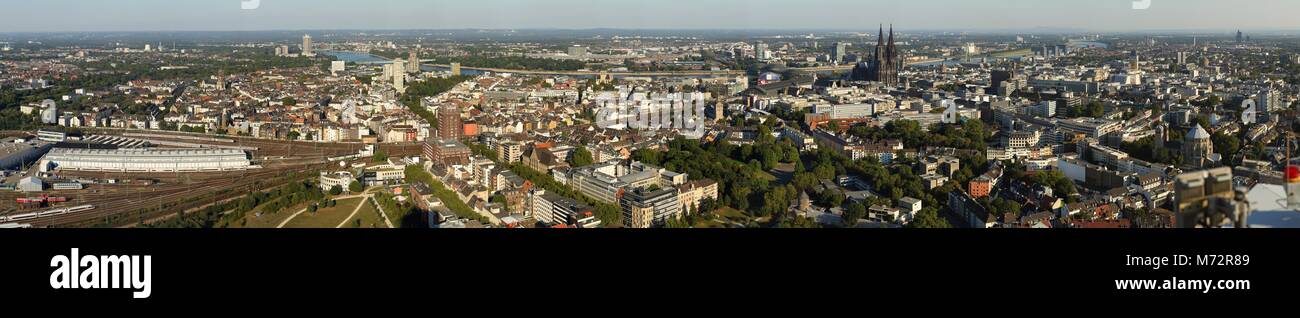 Bird's-eye view of Cologne, Germany, taken from KölnTurm in MediaPark Stock Photo