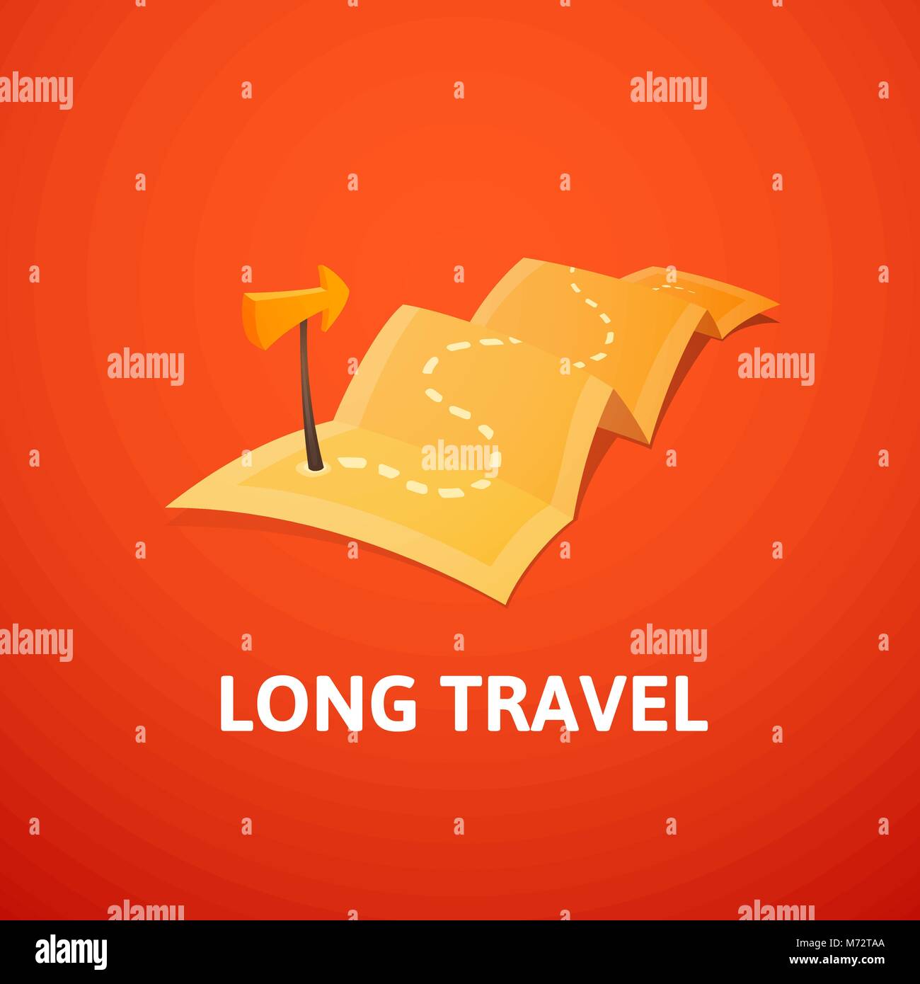 World tour concept logo, long route in travel map with guide marker Stock Vector