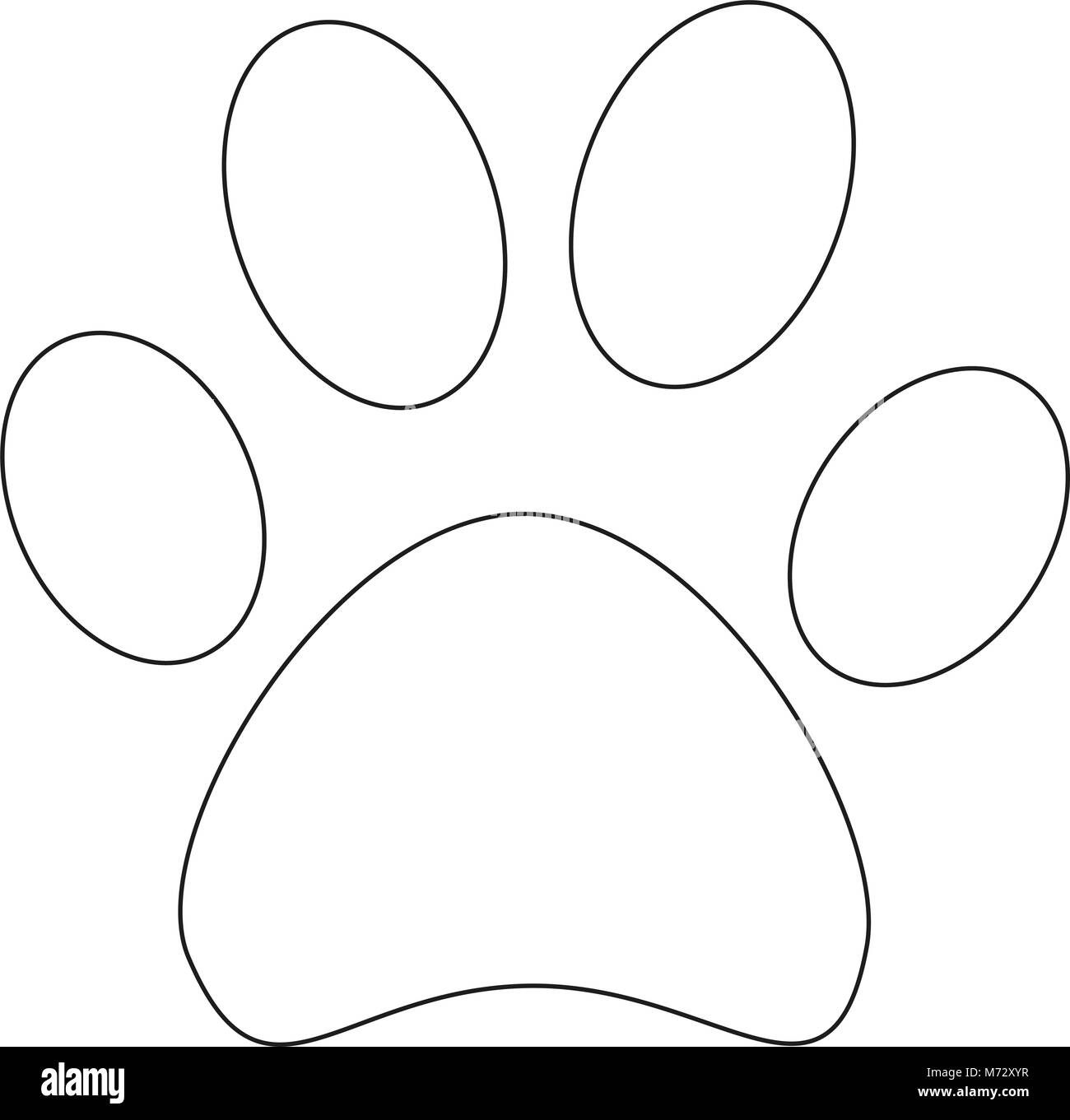Line art cat paw footprint icon poster. Black and white vector illustration for gift card, flyer, certificate or banner, icon, logo, patch, sticker Stock Vector