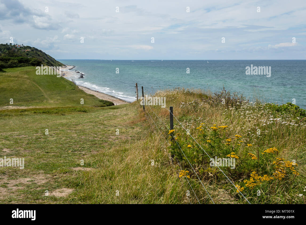 View from Heather Hill over the moraine cliff towards the Kattegat coast Stock Photo