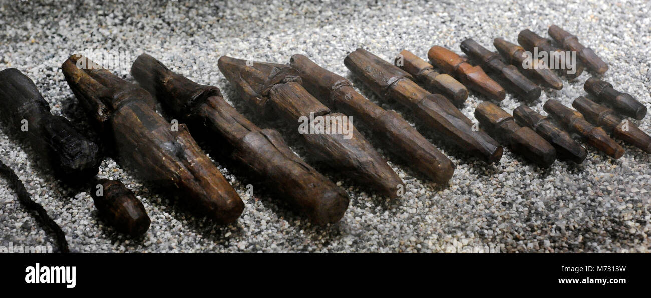 Viking age. Beckets for securing the rope. Viking Ship Museum. Oslo. Norway. Stock Photo
