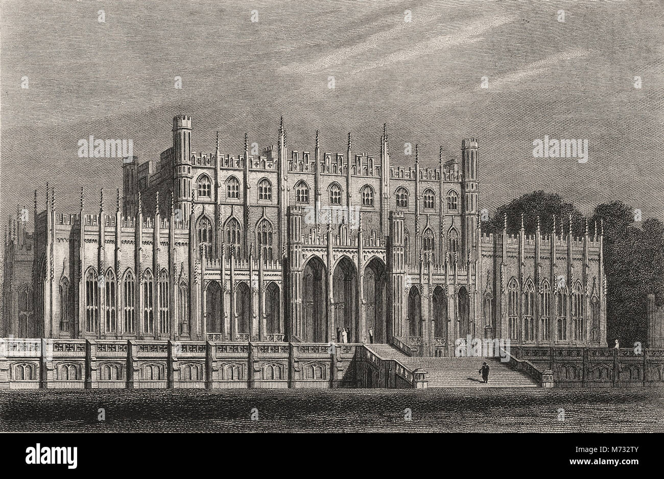 View of Eaton Hall, Cheshire - J.P. NEALE and J. Le KEUX 1822 Stock Photo