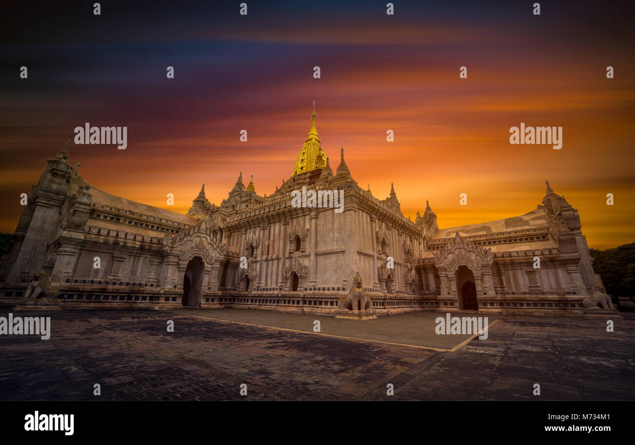 The Ananda temple at sunset in Bagan, Myanmar Stock Photo