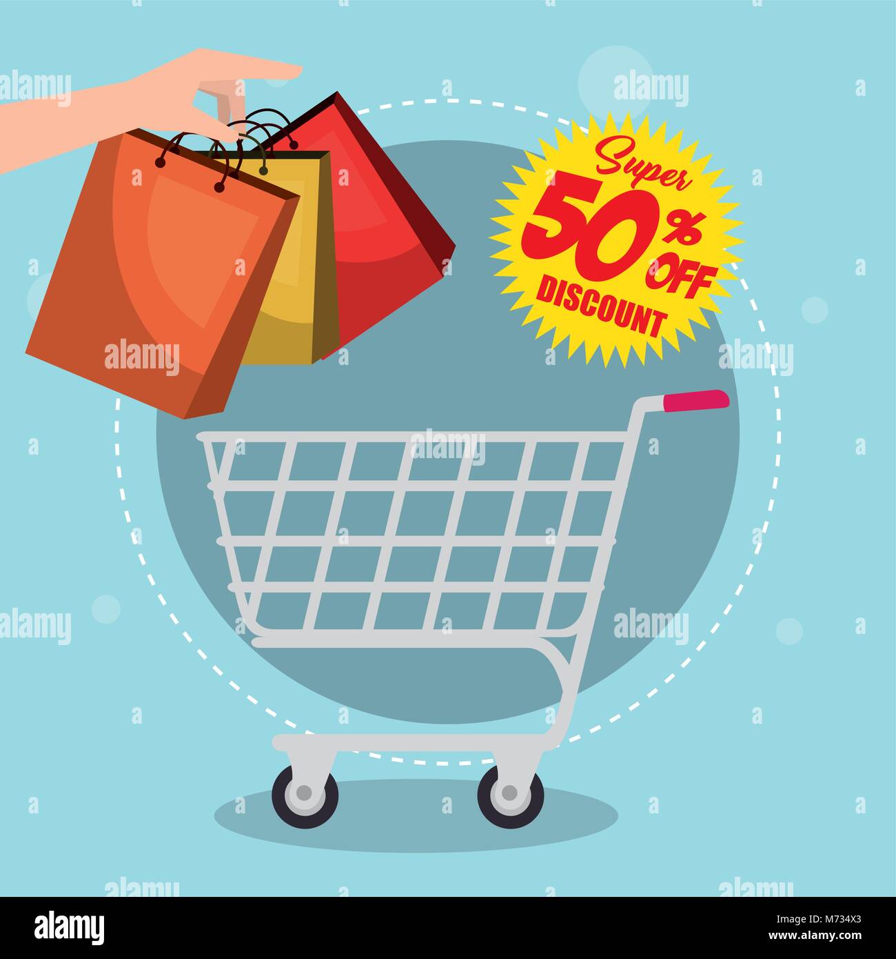 shopping cart with marketing set icons Stock Vector Image & Art - Alamy