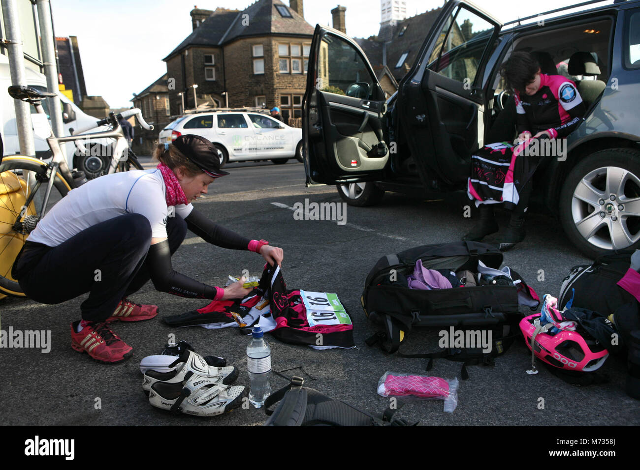 Tour de Yorkshire 2016 Preparation for the Women stage of the Tourde Yorkshire Stock Photo
