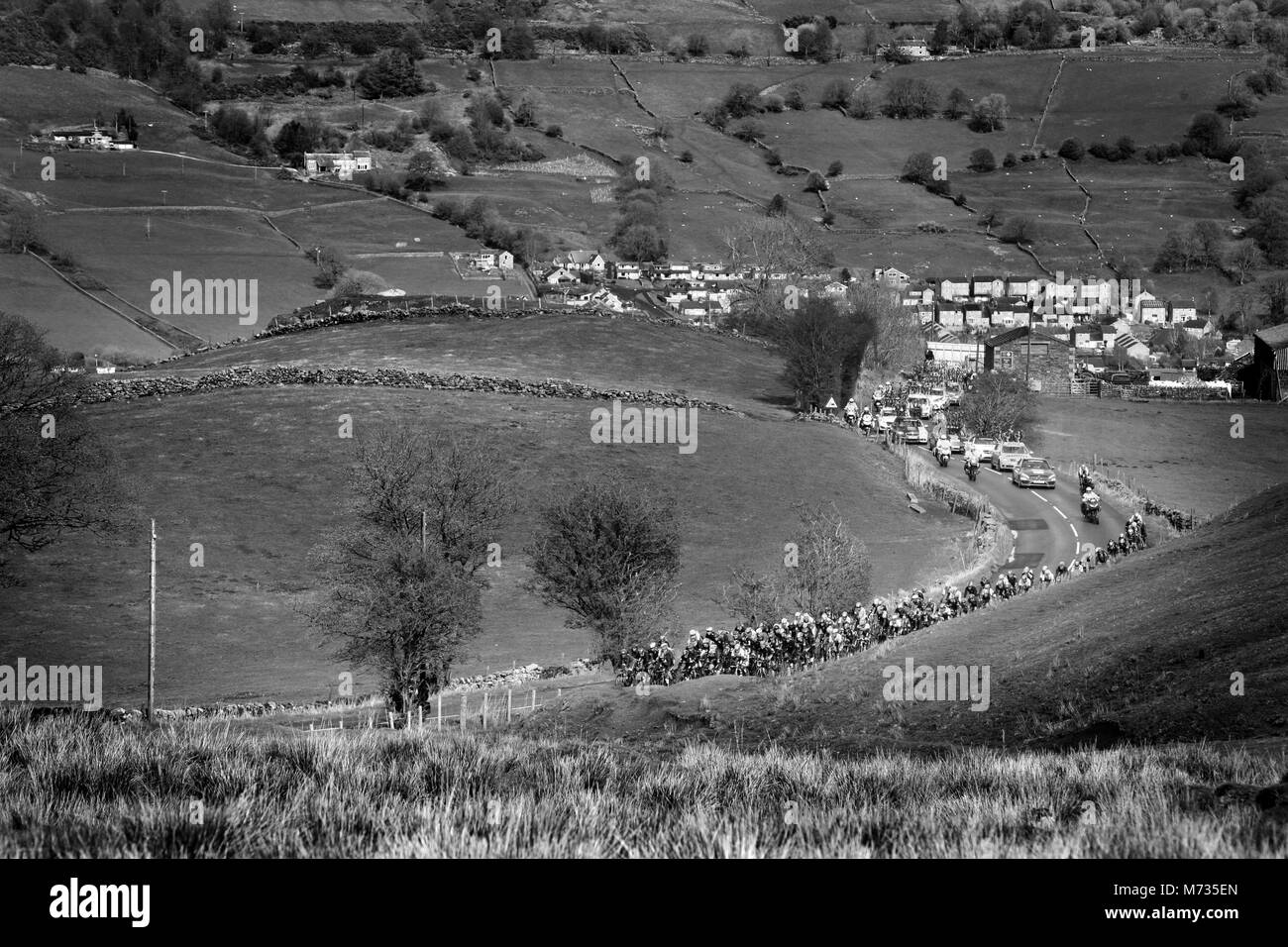 Tour de Yorkshire 2016 The Peloton climb Cote de Greenhow hill, stage 1 Tour de Yorkshire. Stock Photo
