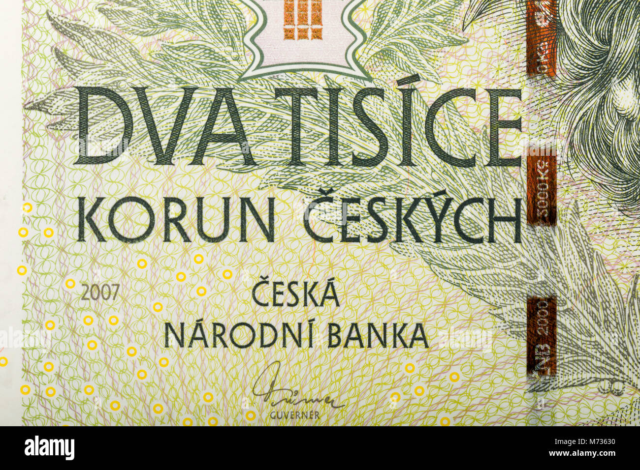 detail of czech banknote nominal value two thousand crowns, money business banking concept Stock Photo