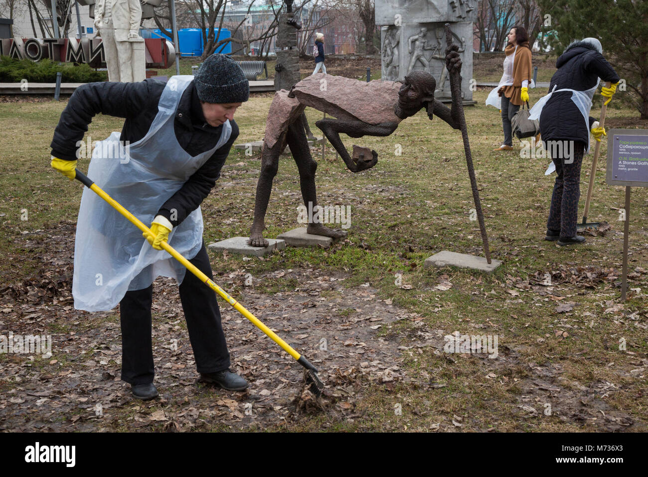 People take part in a volunteer clean-up annual spring event (Subbotnik ...