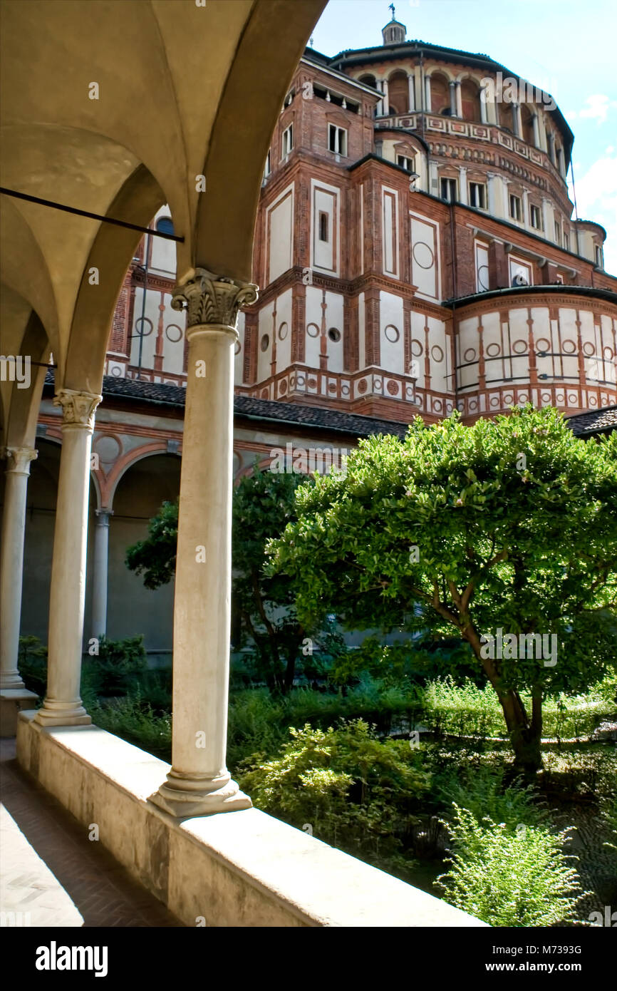 Inner courtyard of Santa Maria delle Grazie church, Milan, Italy Stock Photo
