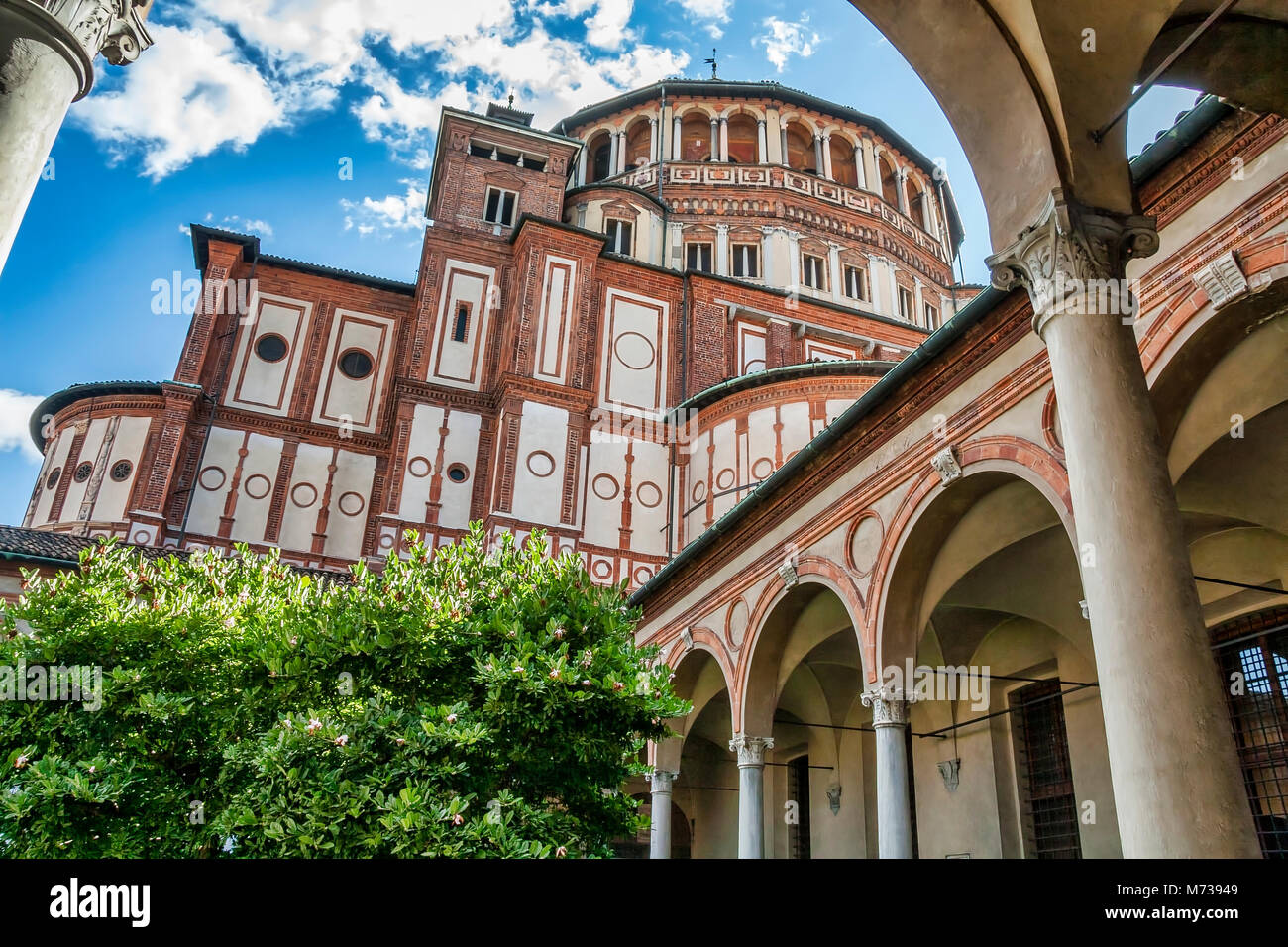 Cloister inside Santa Maria delle Grazie church in Milan, Italy Stock Photo