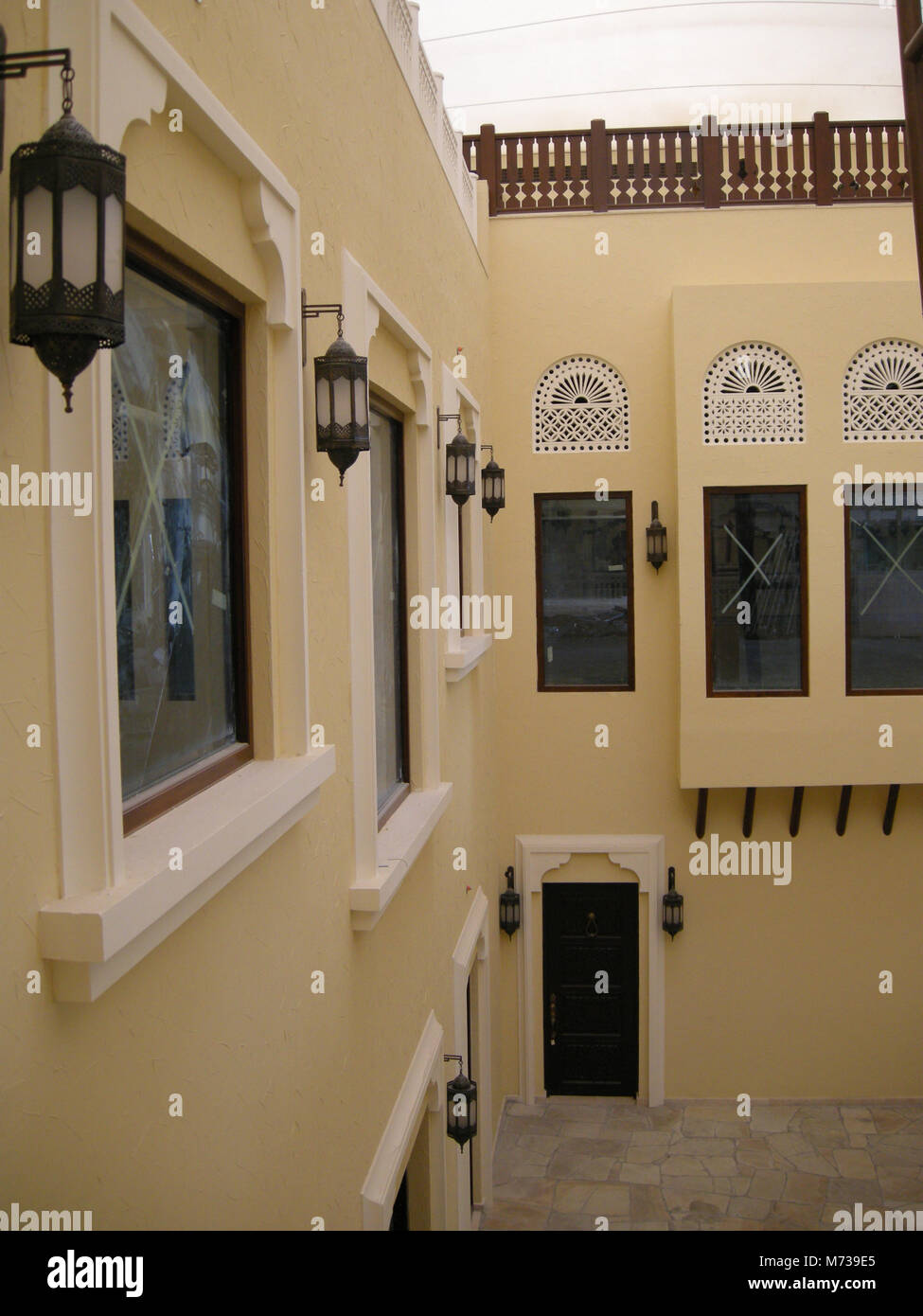Arabic structures resembling an historic village built in this indoor ...