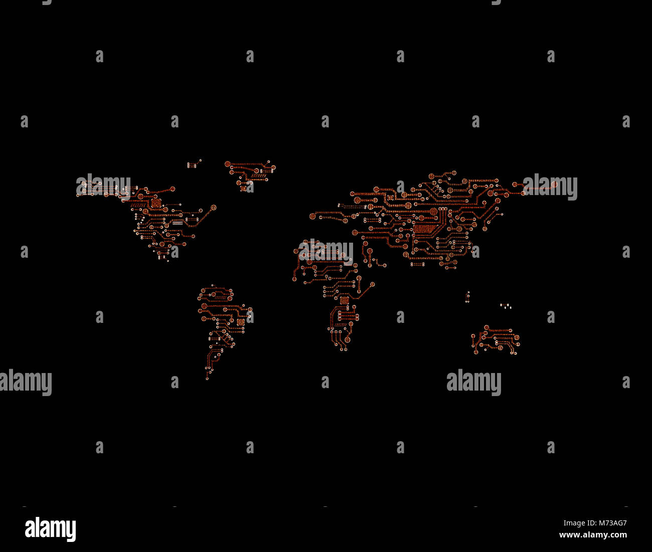 Circuit map hi res stock photography - World Map Composed Of Circuit Boards M73AG7