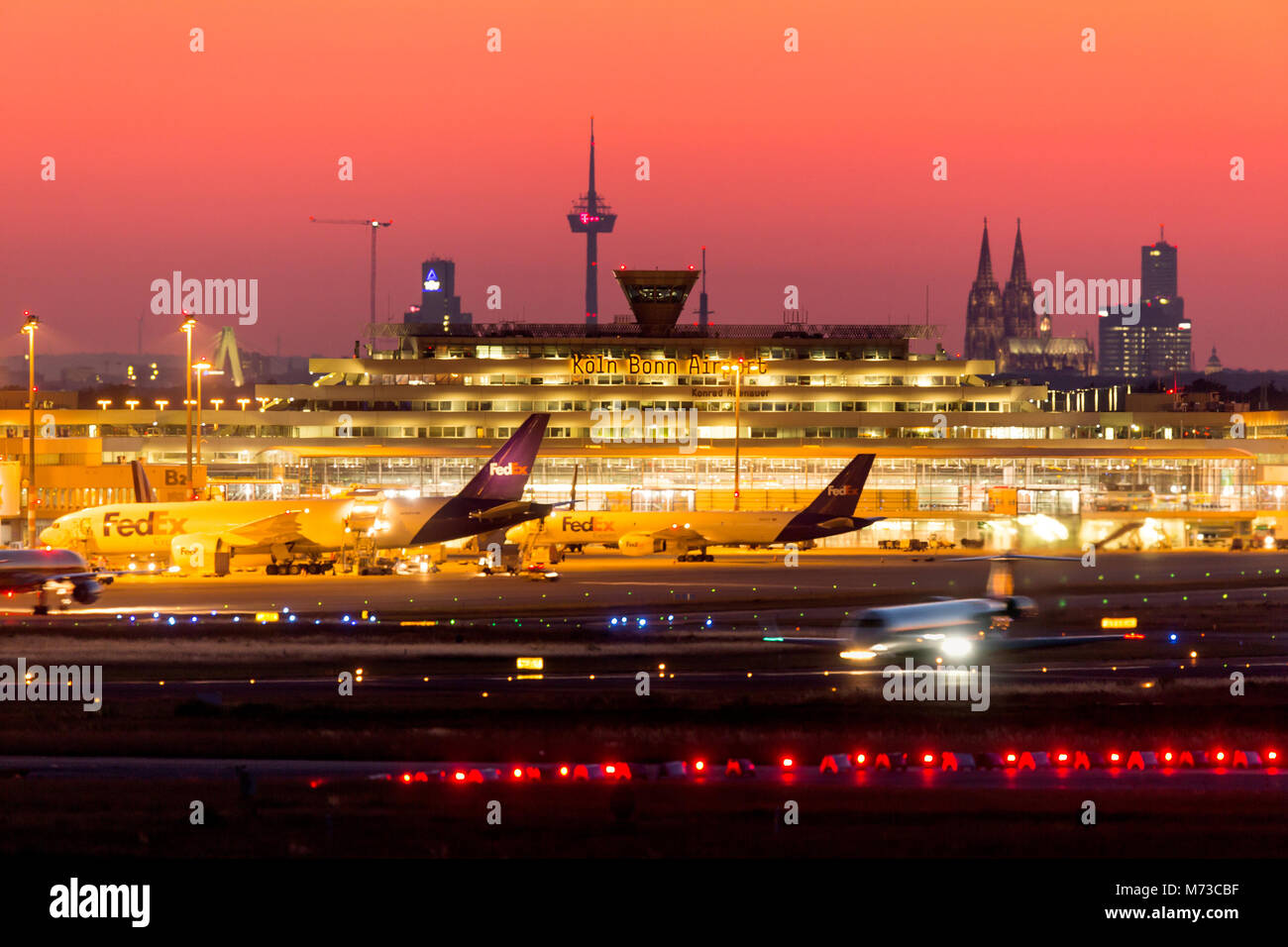 Cologne/Bonn Airport at Dusk Stock Photo