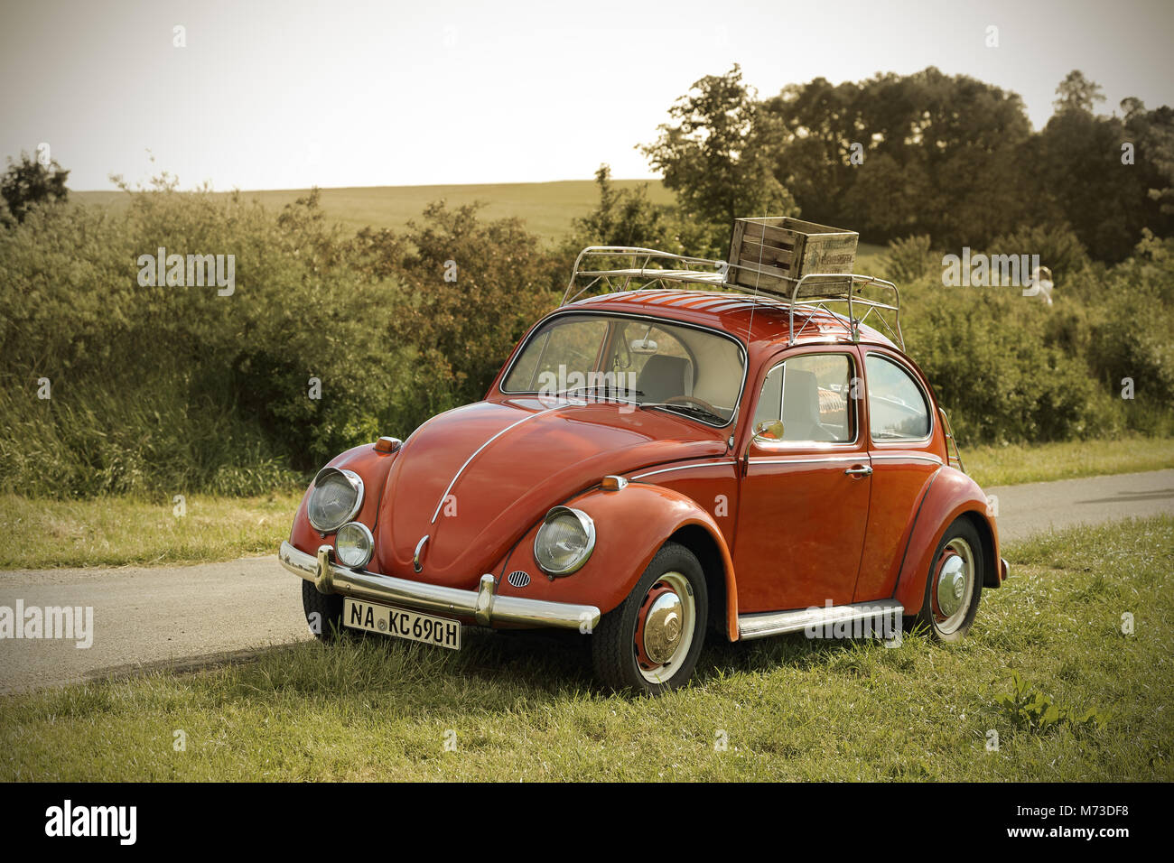 Orange Volkswagen Beetle Stock Photo