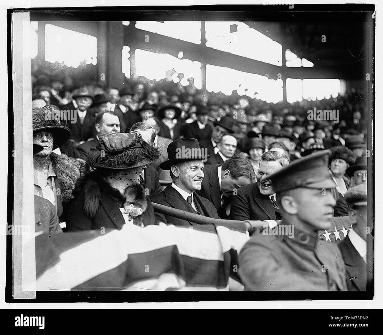 Coolidge at opening ball game LOC npcc.03922 Stock Photo - Alamy