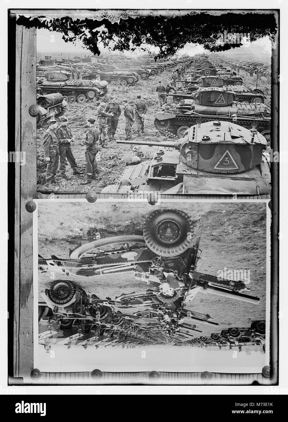A Historical Photograph Featuring Tanks And Soldiers At The Top With a-historical-photograph-featuring-tanks-and-soldiers-at-the-top-with
