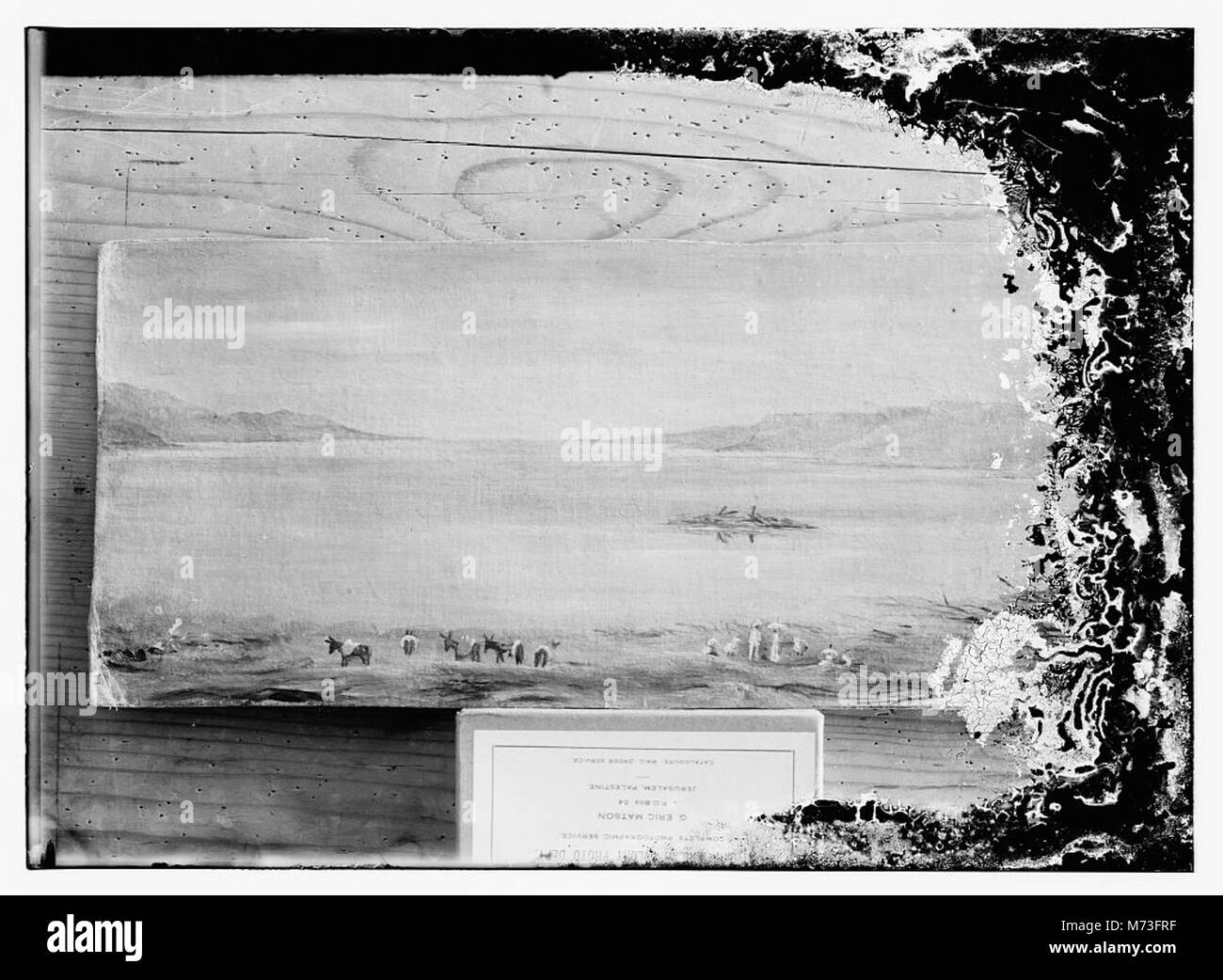 Dead Sea with island painting by C.J. Brooke, 1881 LOC matpc.09985 Stock Photo