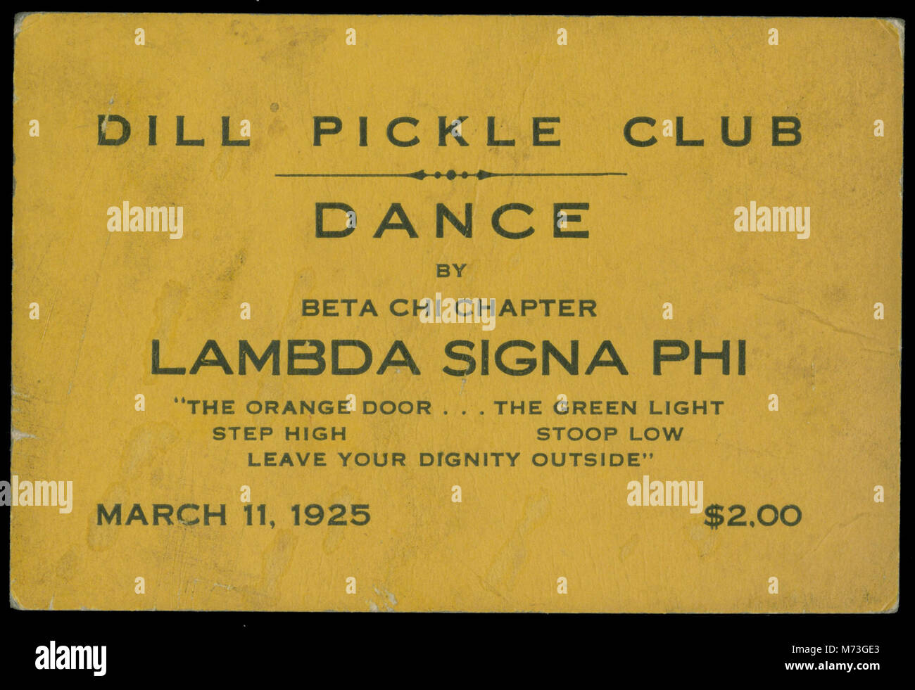 Dill Pickle Club Dance Card (NBY 1135) Stock Photo