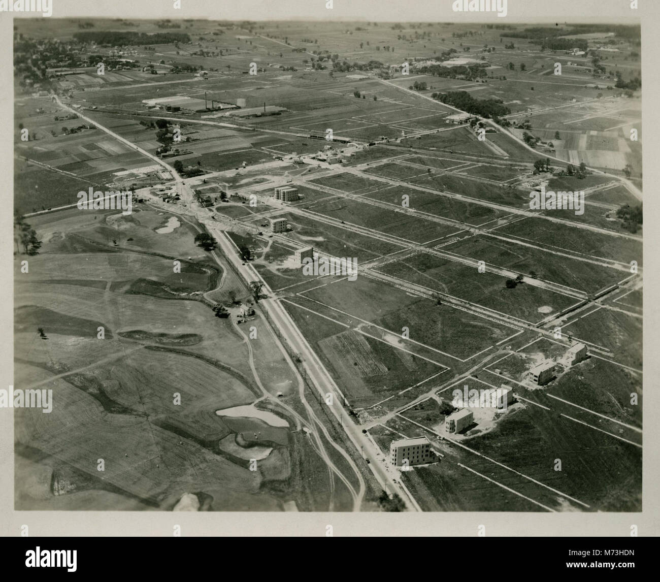 This aerial view of suburban Chicago, captured in 1925, shows the ...