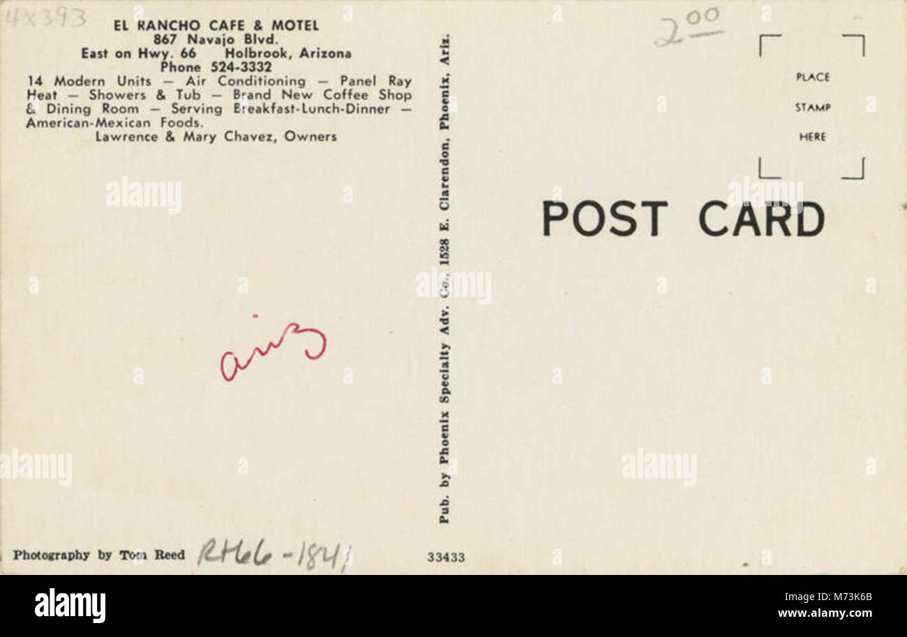 El Rancho Cafe and Motel, Lawrence and Mary Chavez owners, Tom Reed