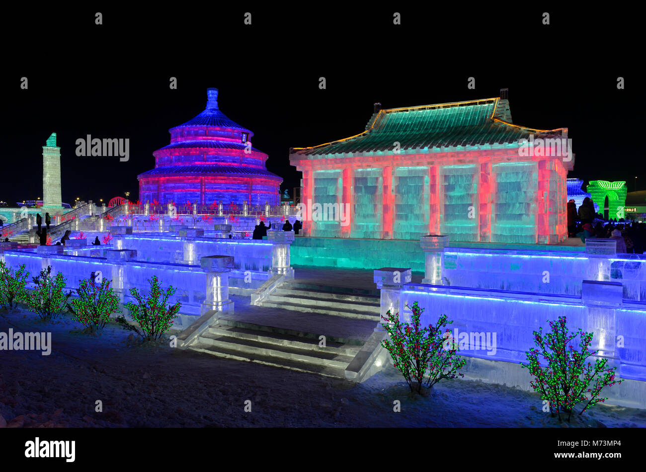 Temple of Heaven replica ice buildings at the 2018 Harbin International