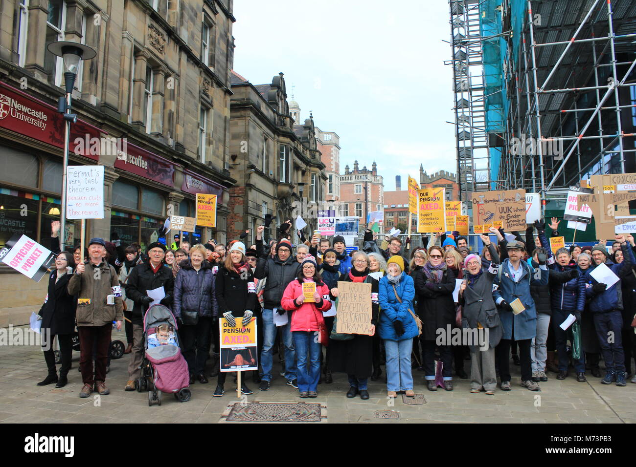 Newcastle, UK. 8th March, 2018. Newcastle University Lecturers on Strike about Pensions. UK, March 8th, 2018, David Whinham/Alamy Live News Stock Photo