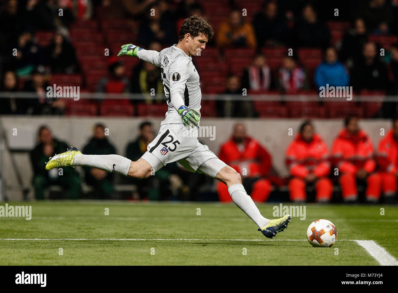 Madrid, Spain. 8th Mar, 2018. Axel Werner (Atletico de Madrid) in action  during the match UEFA Europa League match between Atletico de Madrid vs  Lokomotiv Moscu at the Wanda Metropolitano stadium in