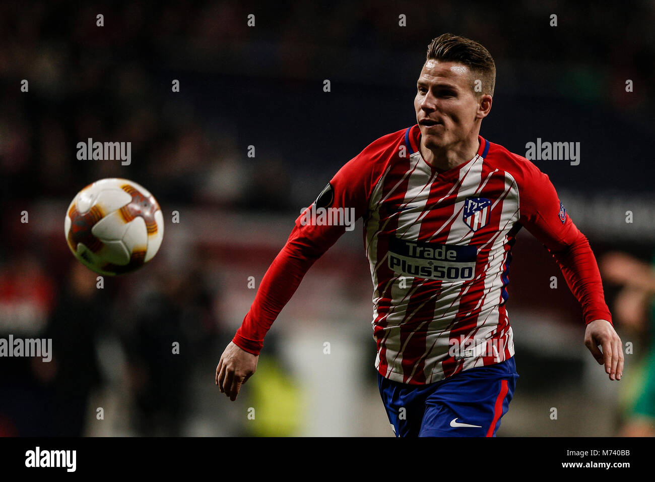 Madrid, Spain. 8th Mar, 2018. Kevin Gameiro (Atletico de Madrid) in action during the match UEFA Europa League match between Atletico de Madrid vs Lokomotiv Moscu at the Wanda Metropolitano stadium in Madrid, Spain, March 8, 2018. Credit: Gtres Información más Comuniación on line, S.L./Alamy Live News Stock Photo