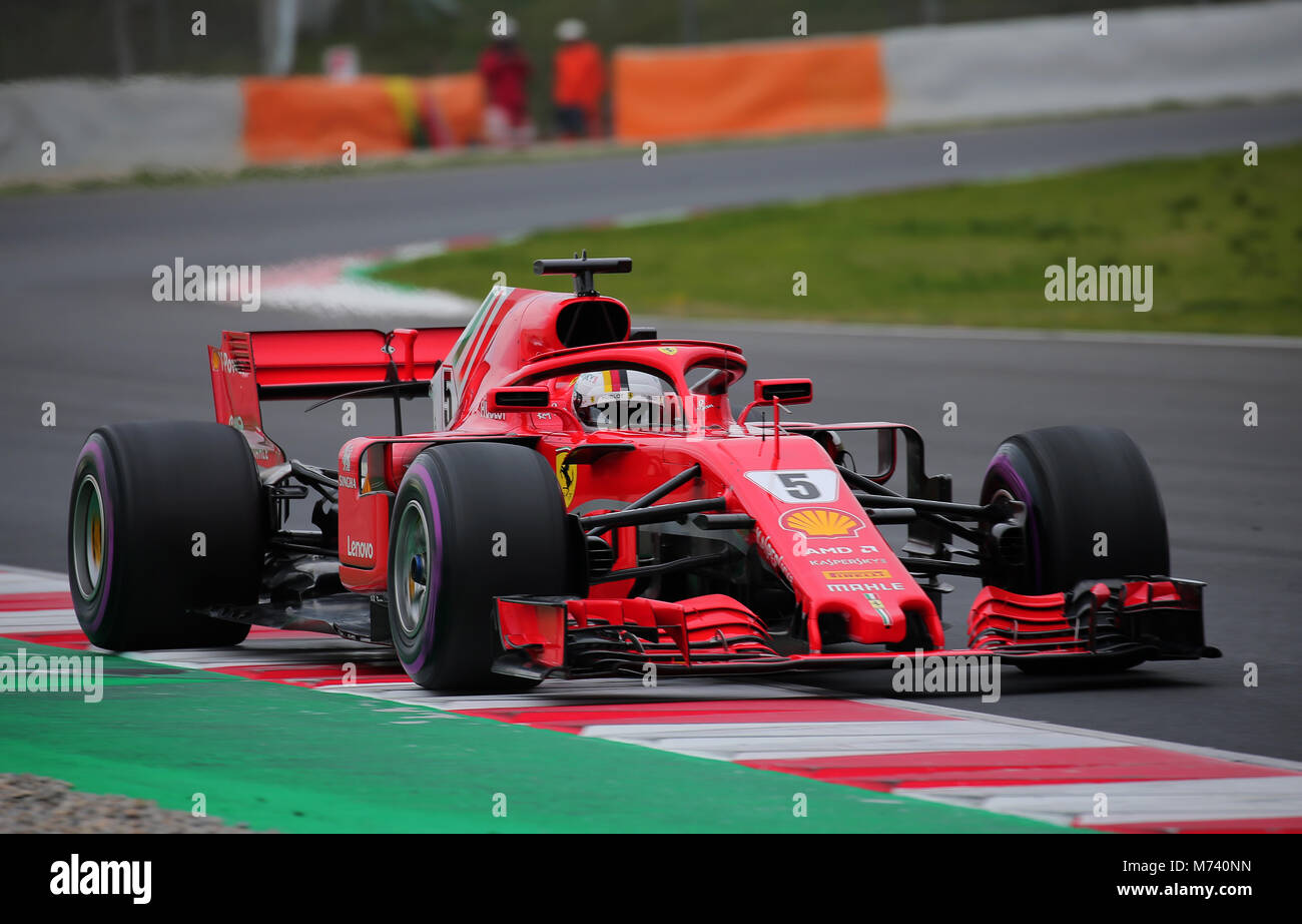 Vettel 2018 Barcelona, Spain. 08th Mar, 2018. Ferrari of Sebastian Vettel during ...