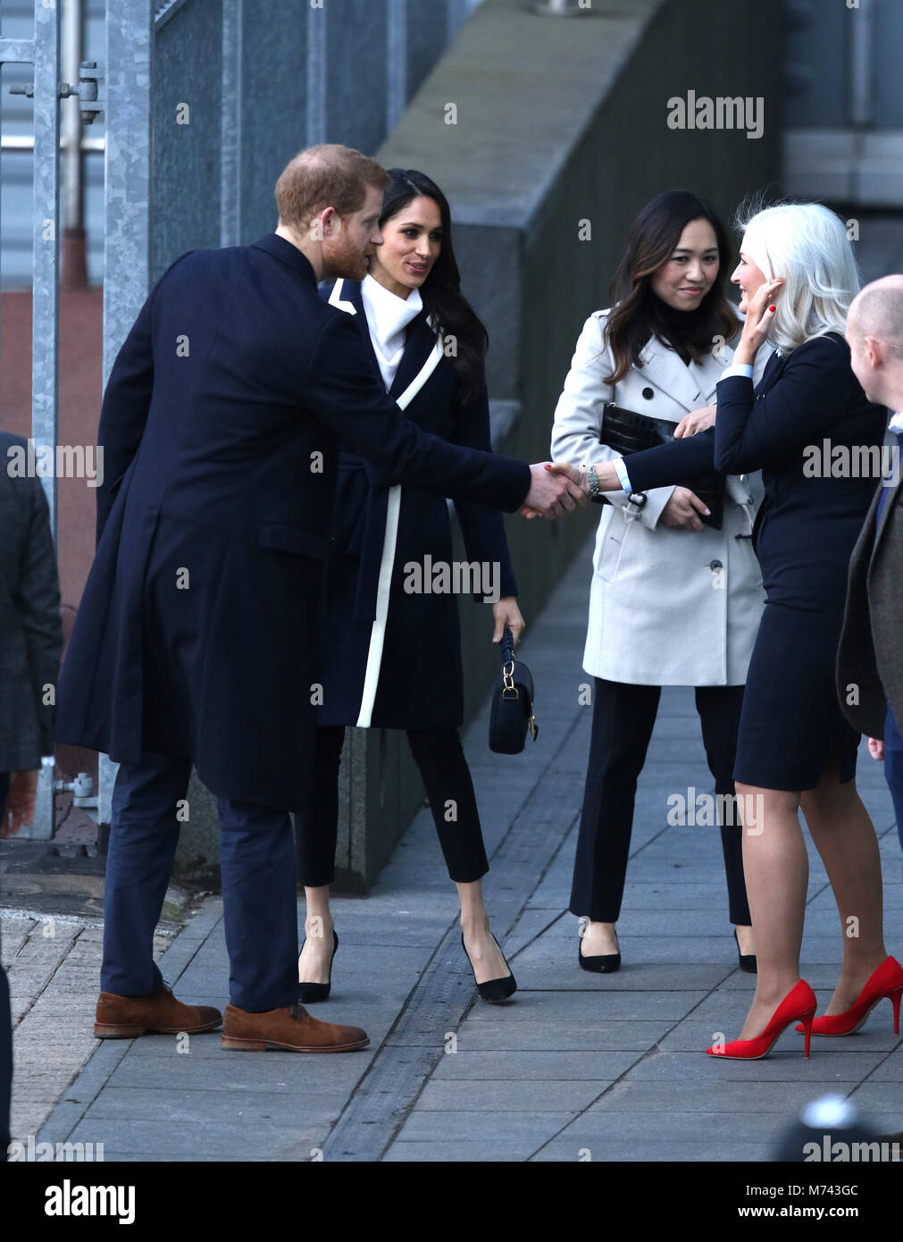 Birmingham, UK. 8th March, 2018. HRH Prince Harry (of Wales) and Meghan Markle, on a walkabout on International Women's Day in Birmingham at Millennium Point, Birmingham, on March 8, 2018. Credit: Paul Marriott/Alamy Live News Stock Photo