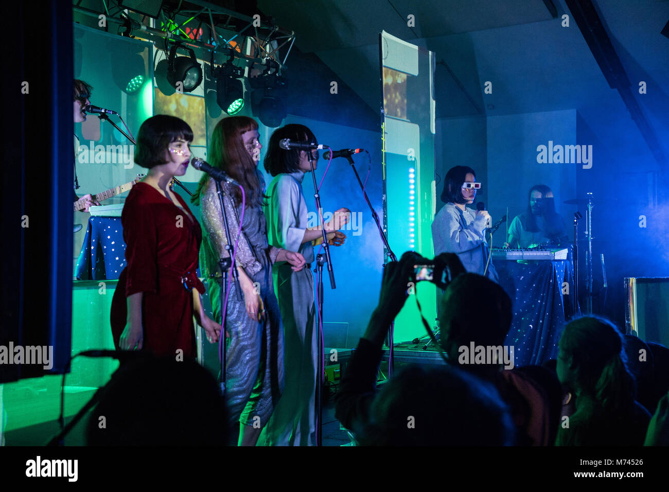 London, UK. 8th March, 2018. Superorganism performing live on stage at Oval Space in London. Photo date: Thursday, March 8, 2018. Credit: Roger Garfield/Alamy Live News Stock Photo
