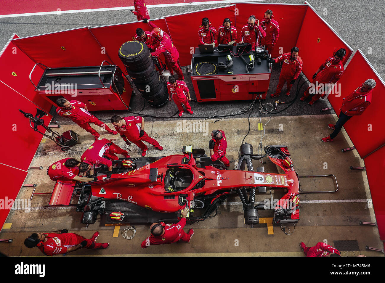 Box Ferrari Montmelo 08-03-2018 Formula 1 test championship 2018 Foto  Federico Basile / Insidefoto Stock Photo - Alamy