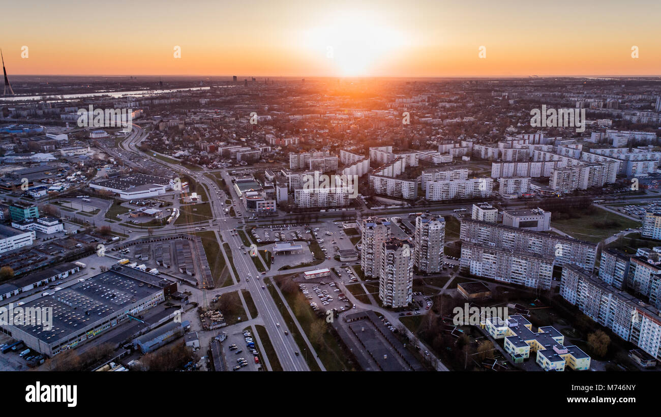Riga city drone flight hi-res stock photography and images - Alamy