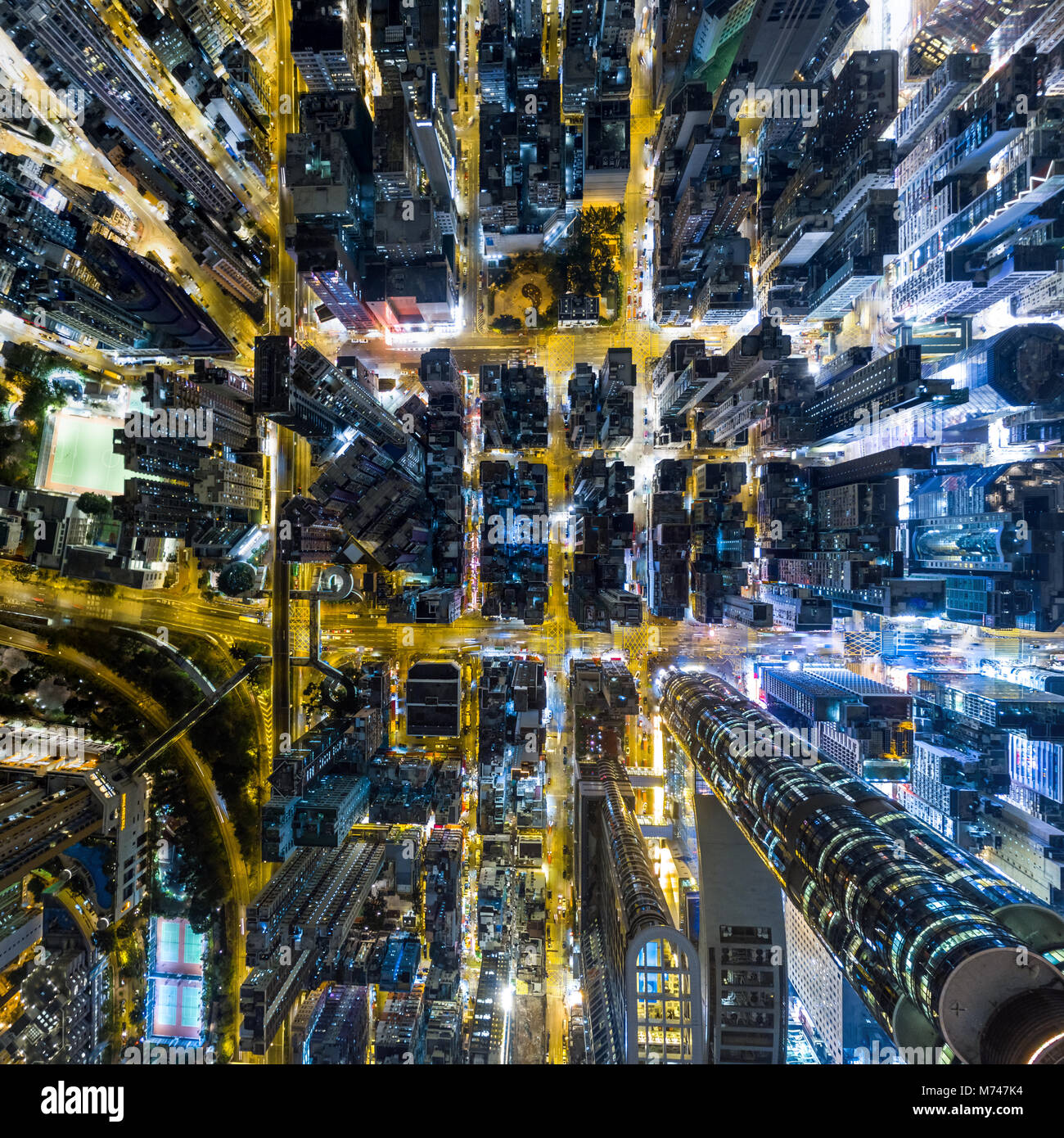 Aerial view of business district of Hong Kong at night Stock Photo - Alamy