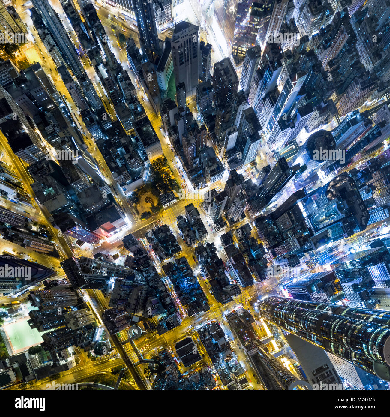 Aerial view of business district of Hong Kong at night Stock Photo - Alamy