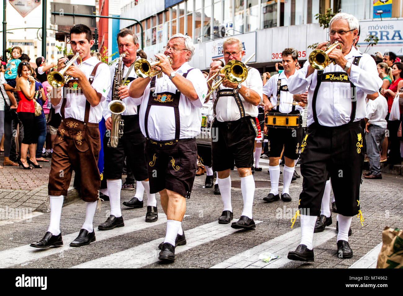 Oficial Parade of Oktoberfest at Rua XV de Novembro. Blumenau, Santa