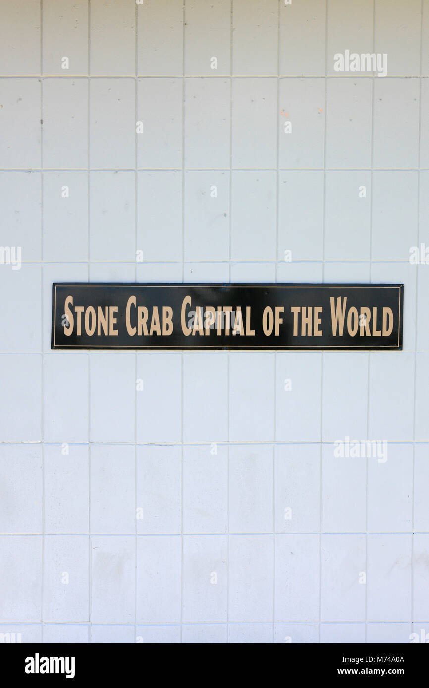 Stone Crab Capital of the World sign at Everglades City in South