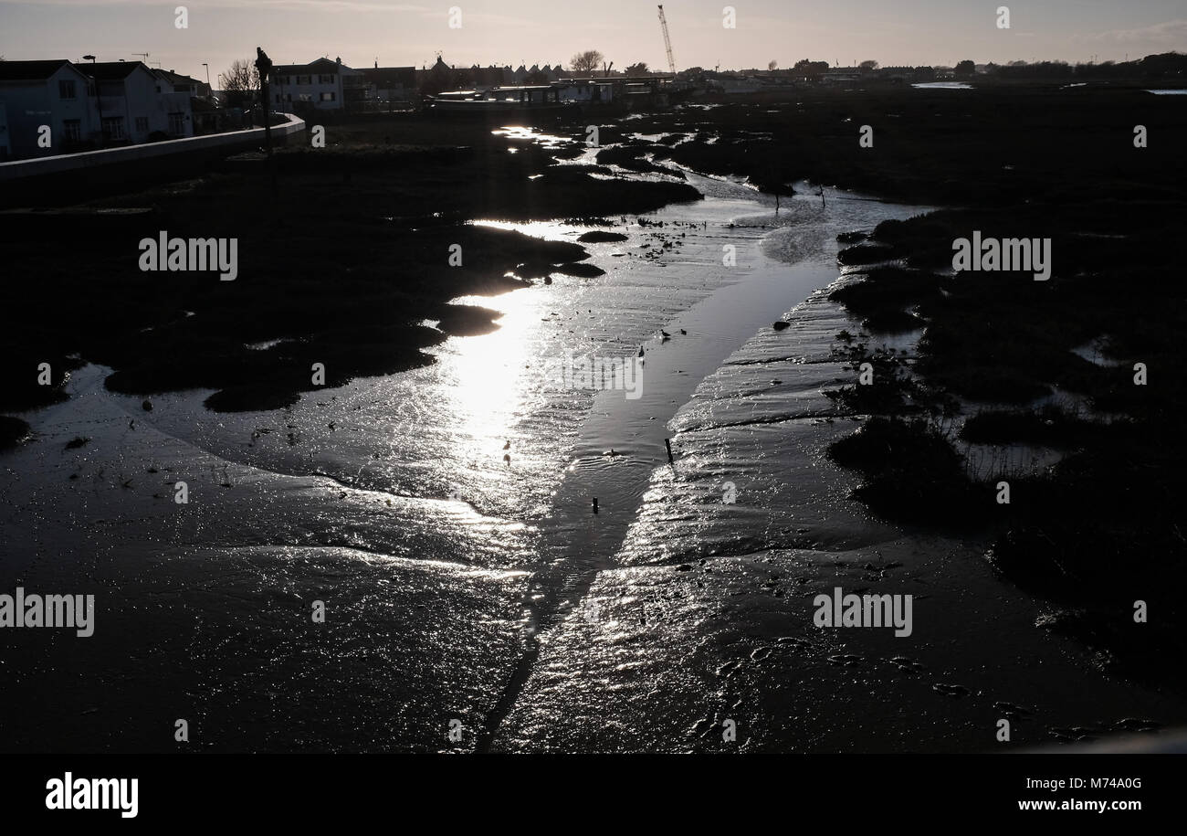 Shoreham by Sea views March 2018 - River Adur at low tide Photograph taken by Simon Dack Stock Photo