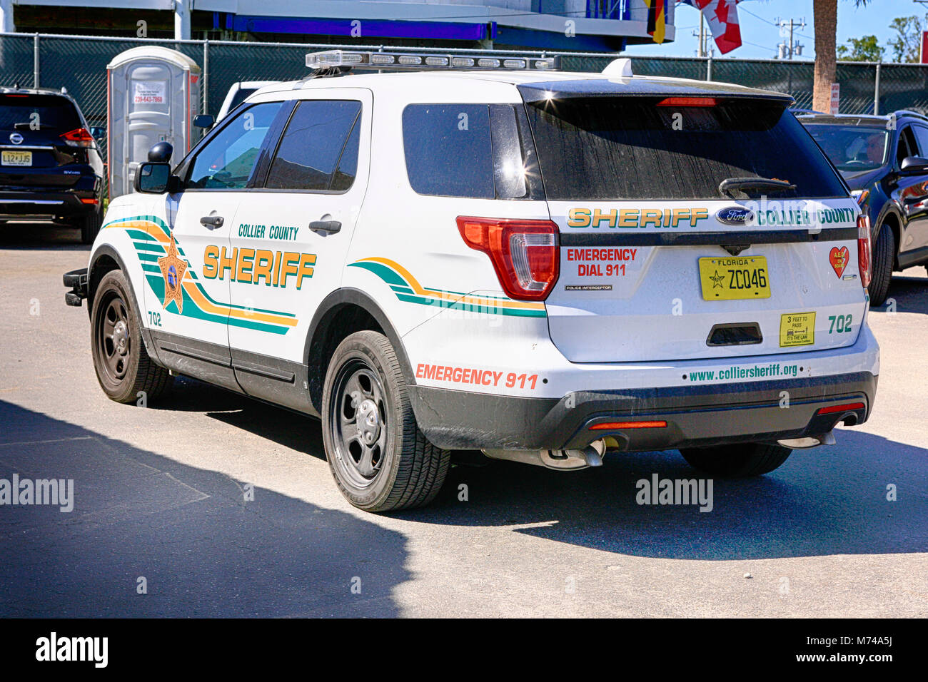 A Collier County Sheriff's vehicle at Everglades City, Florida USA Stock Photo