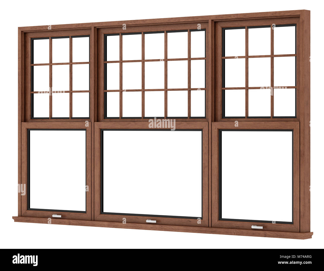 brown wooden window isolated on white background. 3d illustration Stock ...