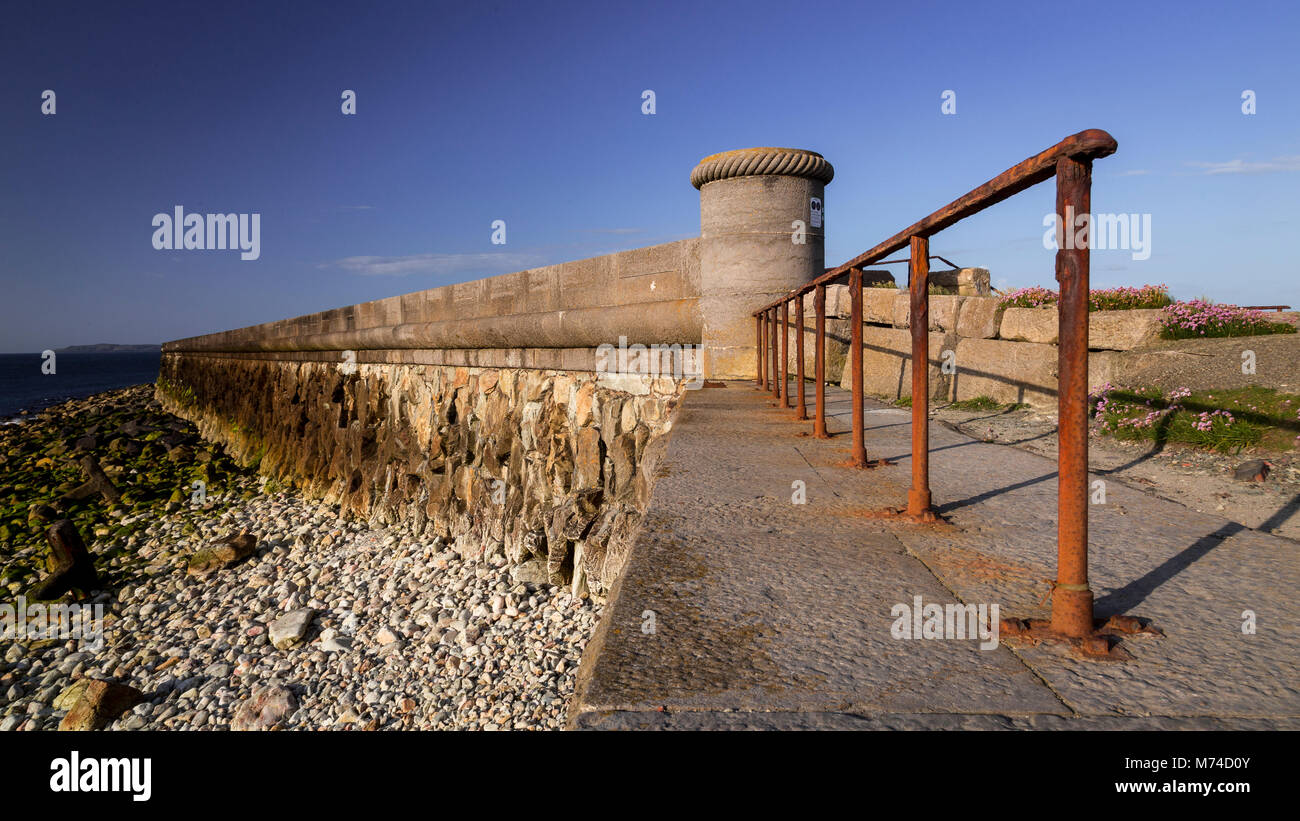 Rusted iron railings on the Holyhead breakwater, Anglesey, North Wales