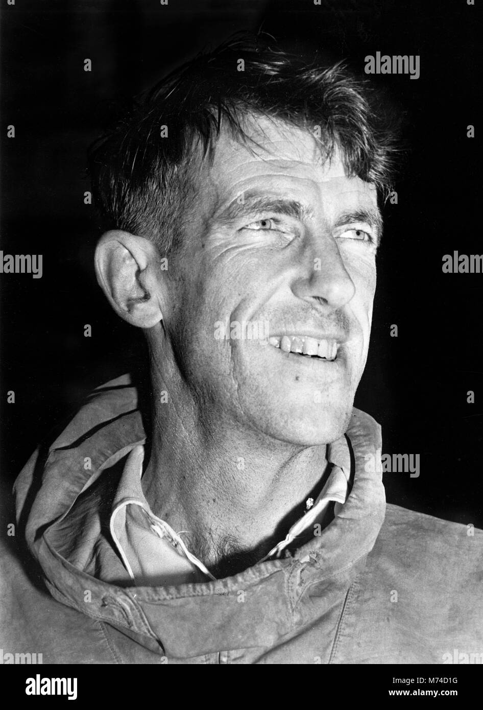 Sir Edmund Hillary (1919-2008), portrait of the New Zealand mountaineer, c.1953. Stock Photo