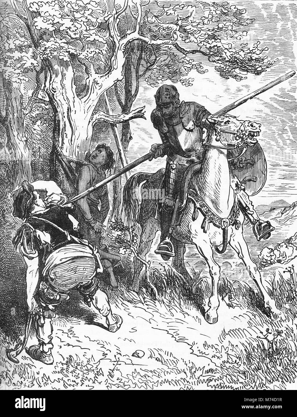 Don Quixote, an illustration by Gustave Dore from an 1880 edition of Cervantes' Don Quixote. Stock Photo