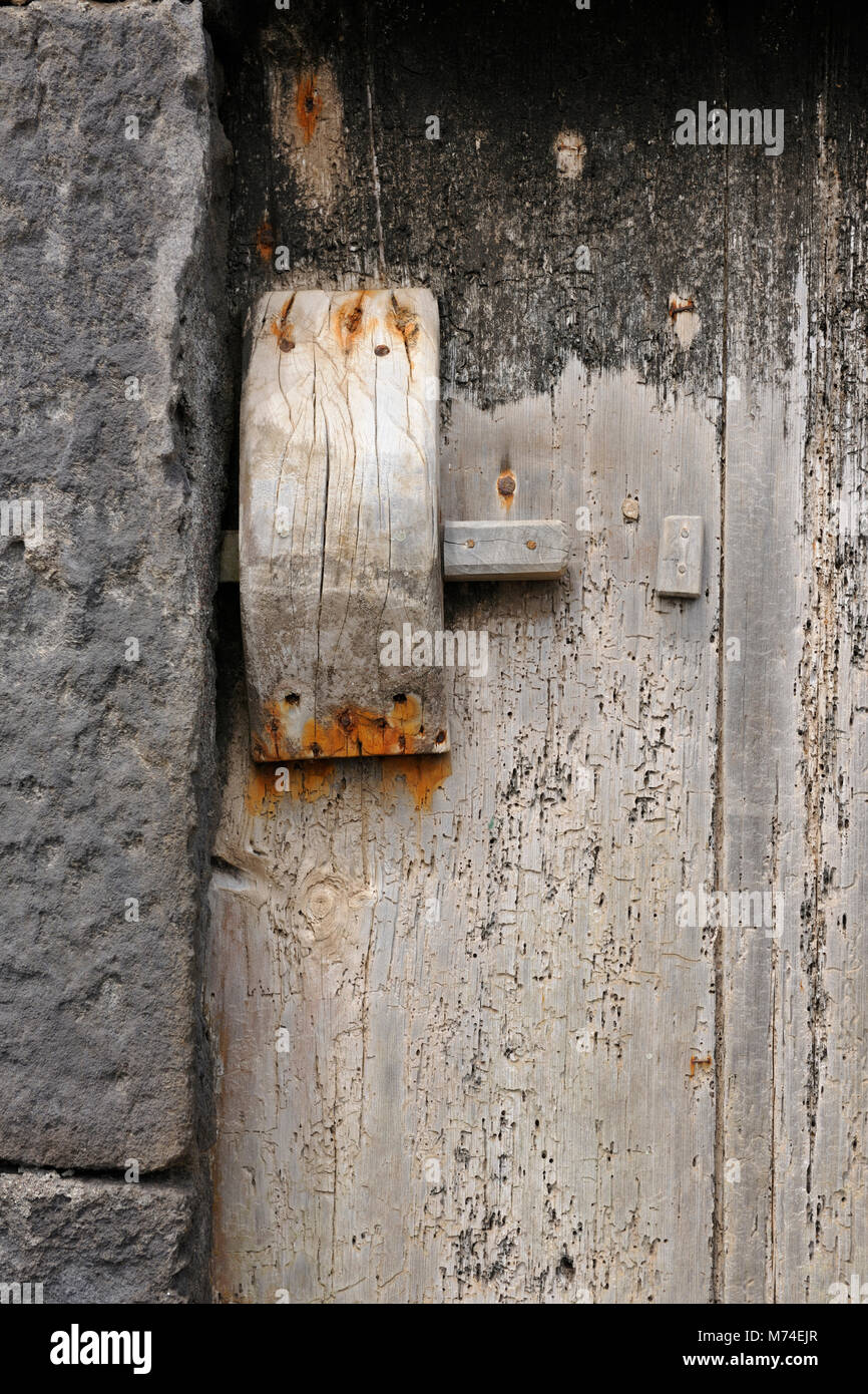 Traditional door lock in Vila Nova do Corvo. Corvo island. Azores, Portugal Stock Photo