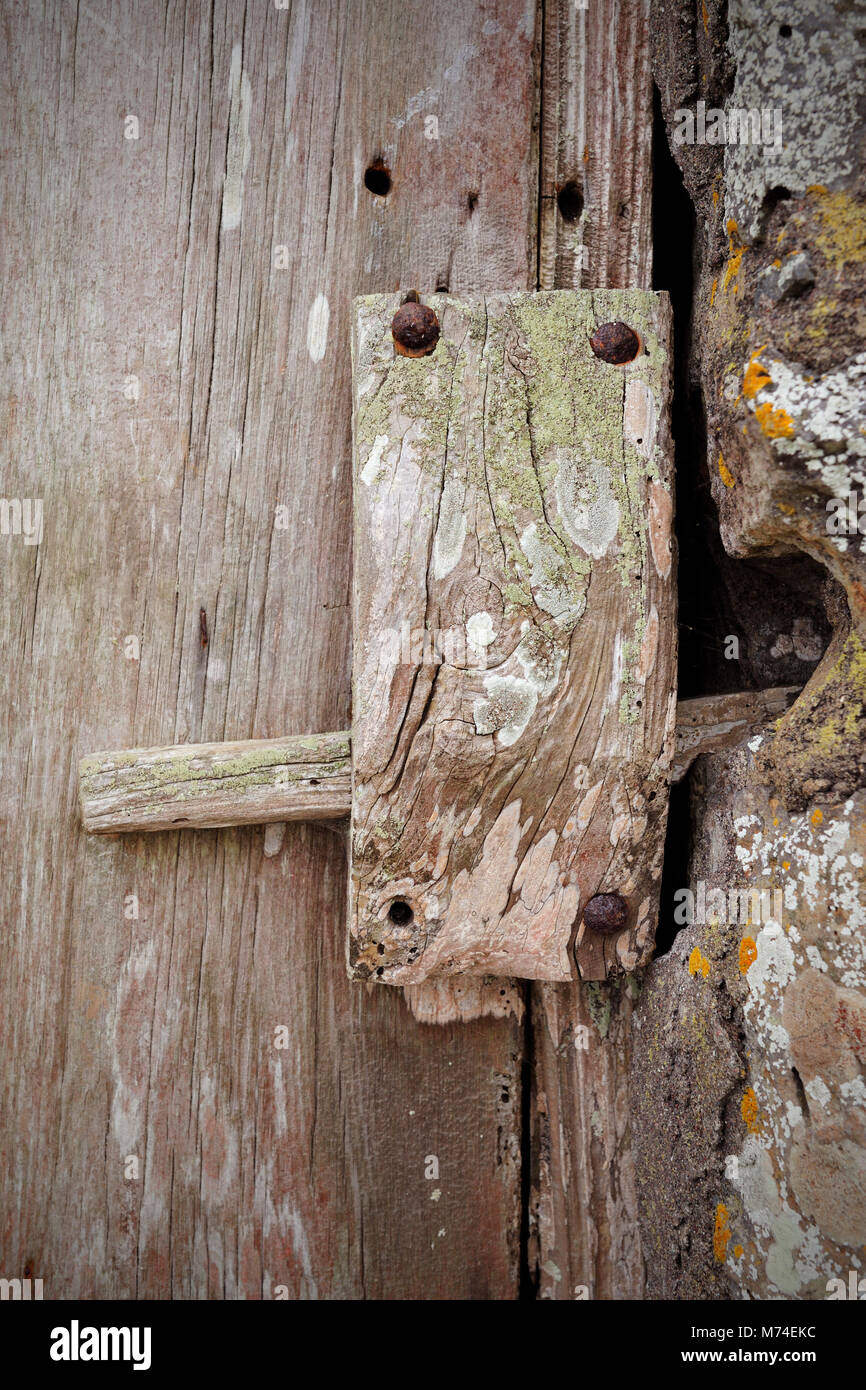 Traditional door lock in Vila Nova do Corvo. Corvo island. Azores, Portugal Stock Photo