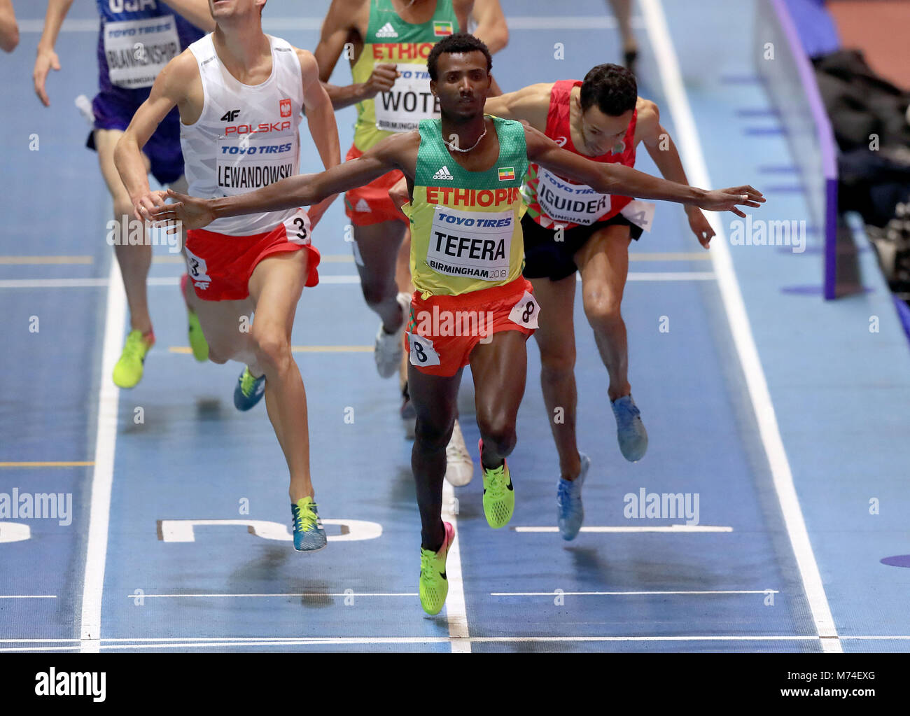 Ethiopias samuel tefera celebrates winning mens 1500m final hires