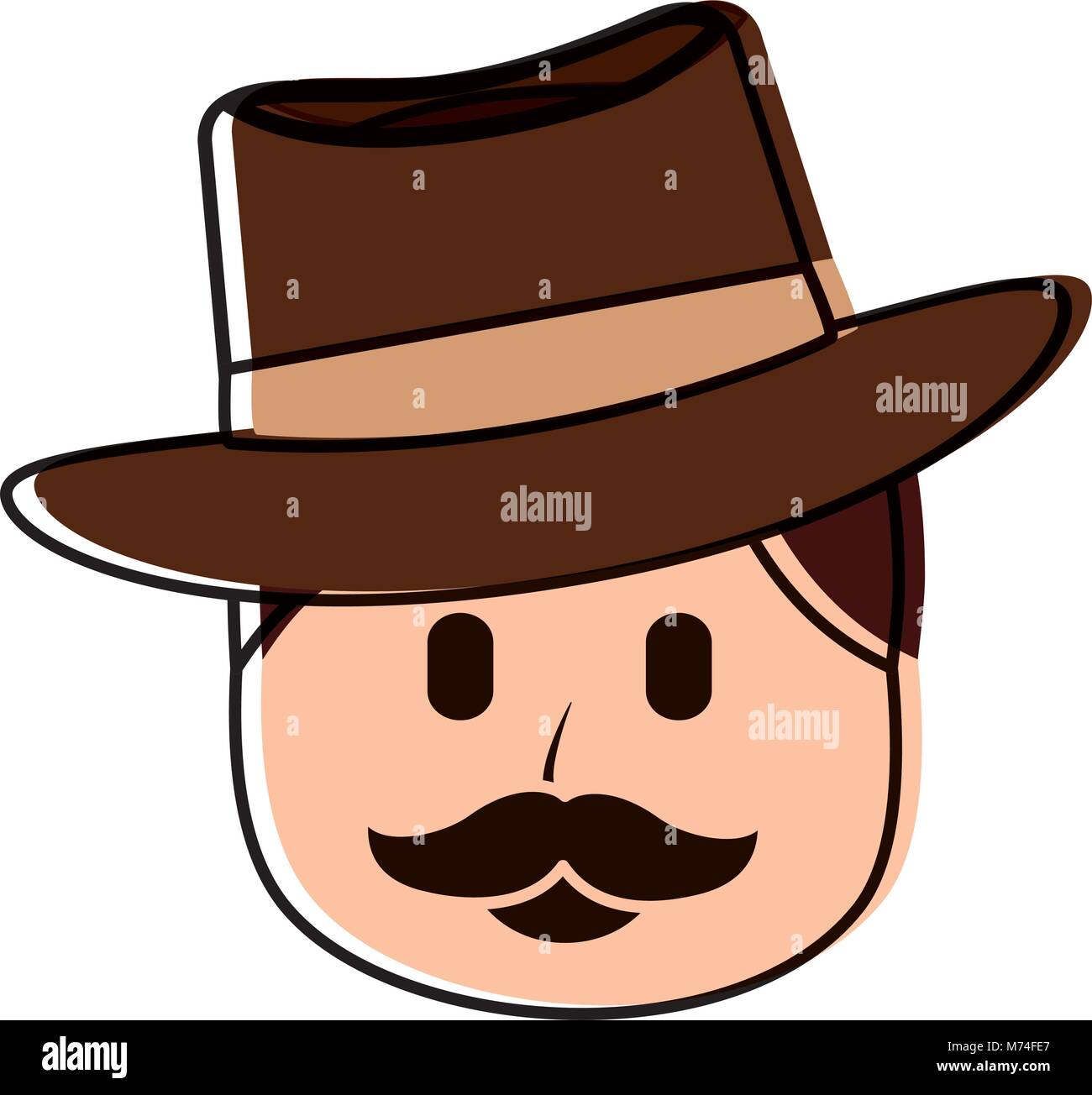 character man face mustache and hat laughing expression Stock Vector Image  & Art - Alamy