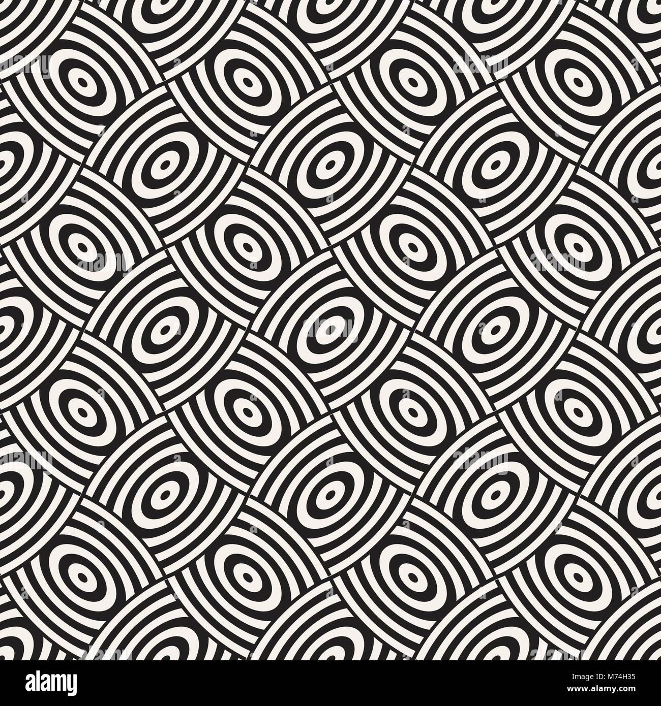 Vector geometric seamless pattern with curved shapes grid. Abstract ...