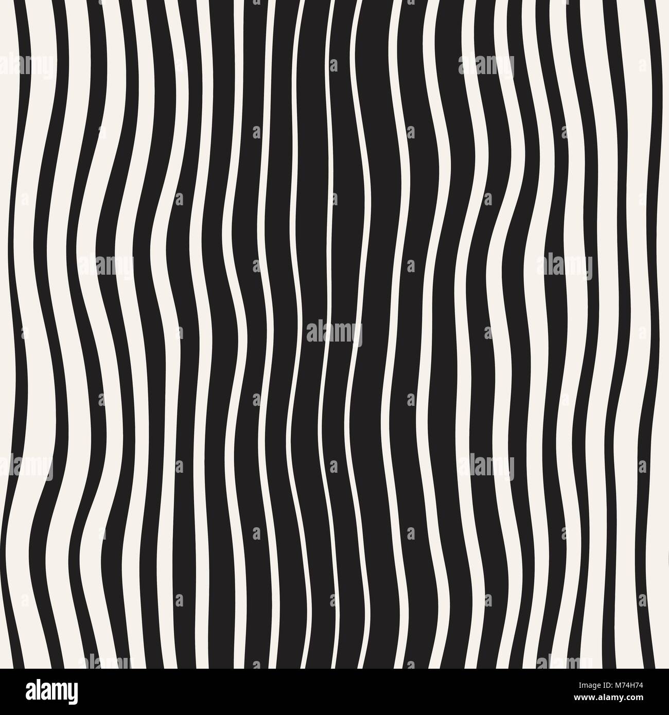 Vector seamless black and white hand drawn diagonal wavy lines pattern ...